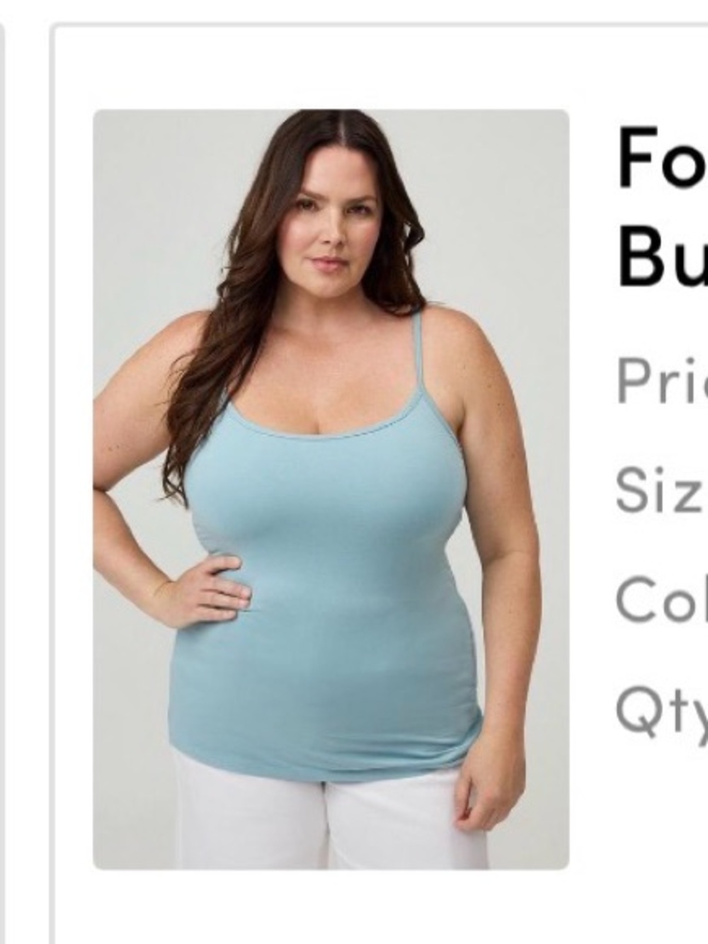 Fox Slim Scoop Built-In Bra Tank Top — Stone Blue